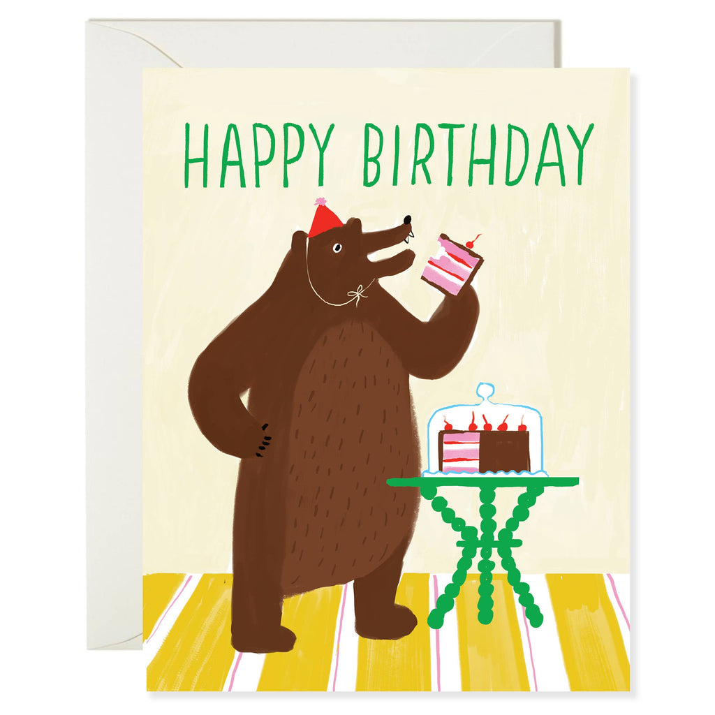 Bear Eating Cake Birthday Card - Freshie & Zero Studio Shop