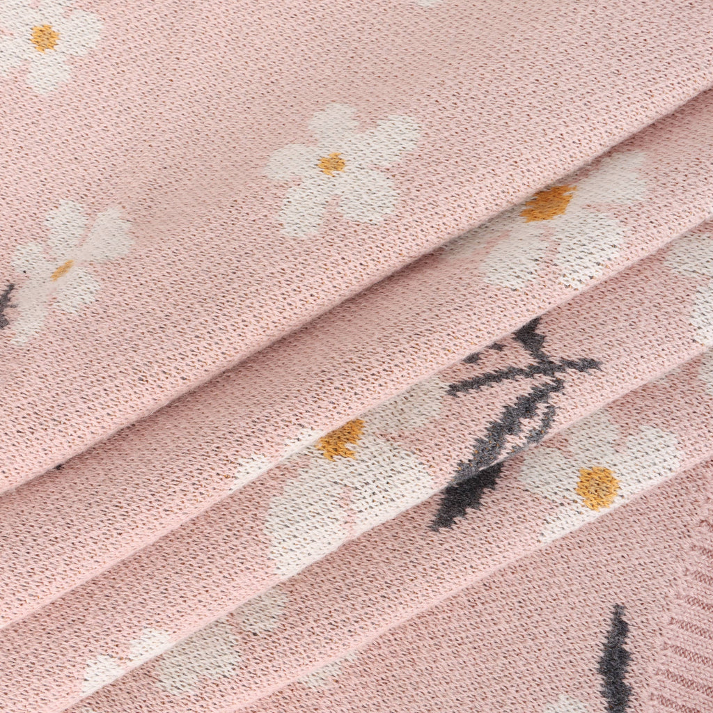 Organic Cotton Baby Blanket - Pink Daisy Floral - Freshie & Zero Studio Shop