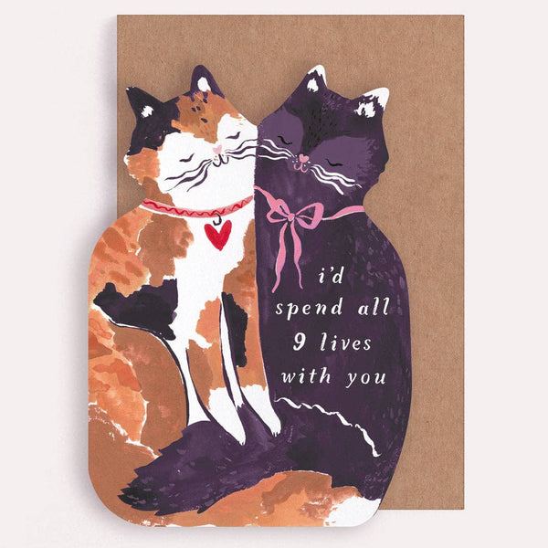 Nine Lives Cat Anniversary Card - Freshie & Zero Studio Shop