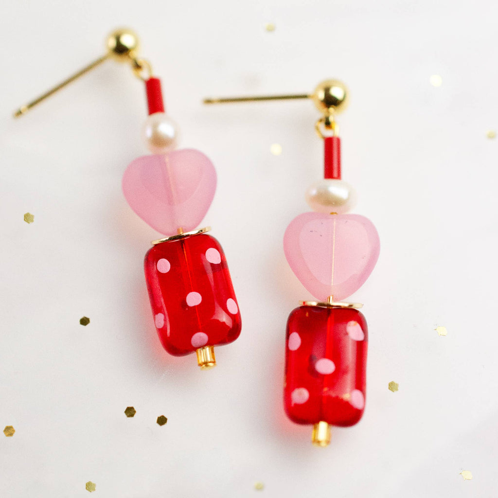 Valentina Polka Dot Heart Earrings - Freshie & Zero Studio Shop