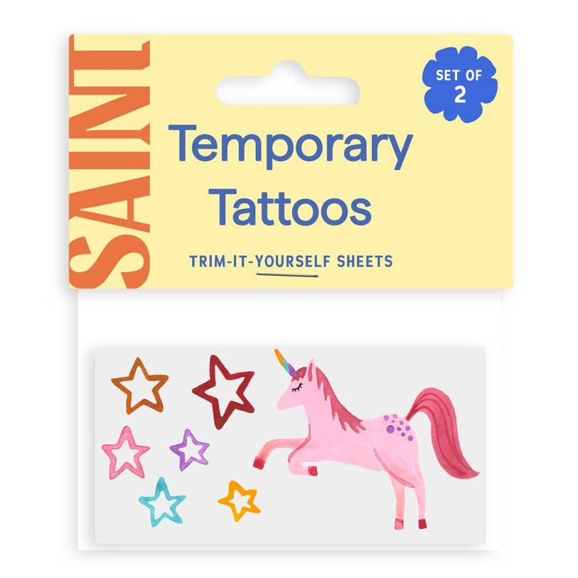 Unicorn Party Temporary Tattoos: Yellow - Freshie & Zero Studio Shop