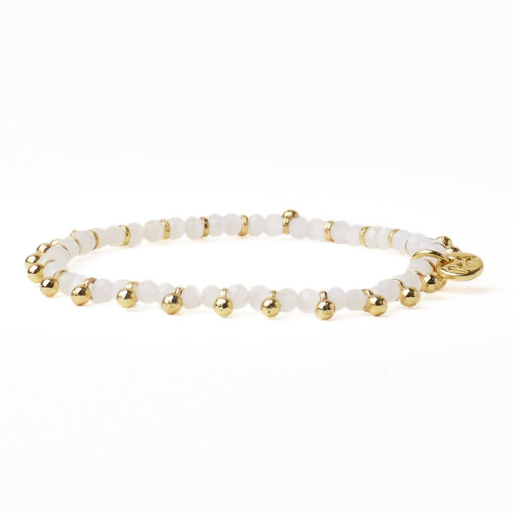 Kami White and Gold Crystal Stretch Bracelet - Freshie & Zero Studio Shop