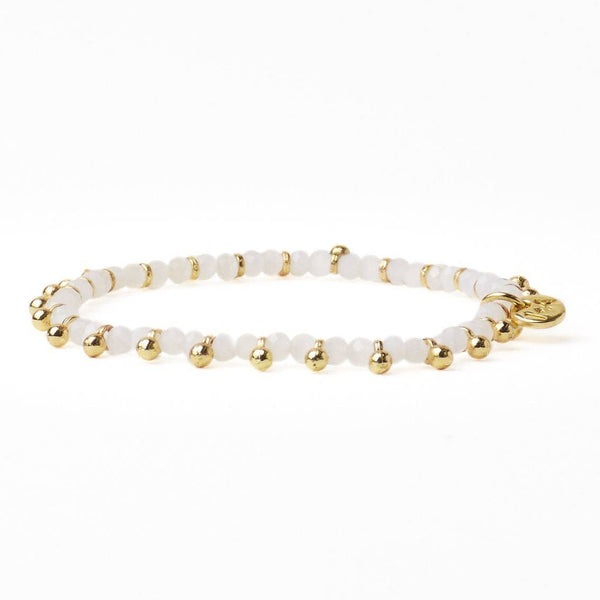 Kami White and Gold Crystal Stretch Bracelet - Freshie & Zero Studio Shop