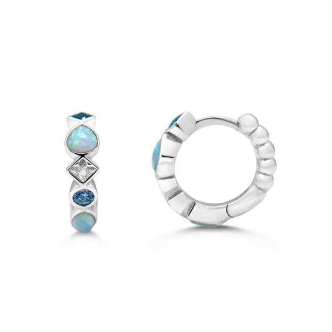 You're a Gem Blue Crystals Huggie Hoop Earrings - Freshie & Zero Studio Shop
