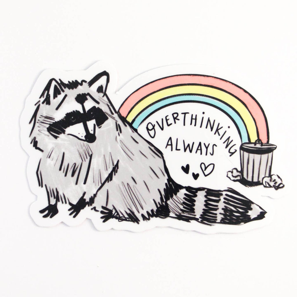 Overthinking Raccoon Vinyl Sticker - Freshie & Zero Studio Shop