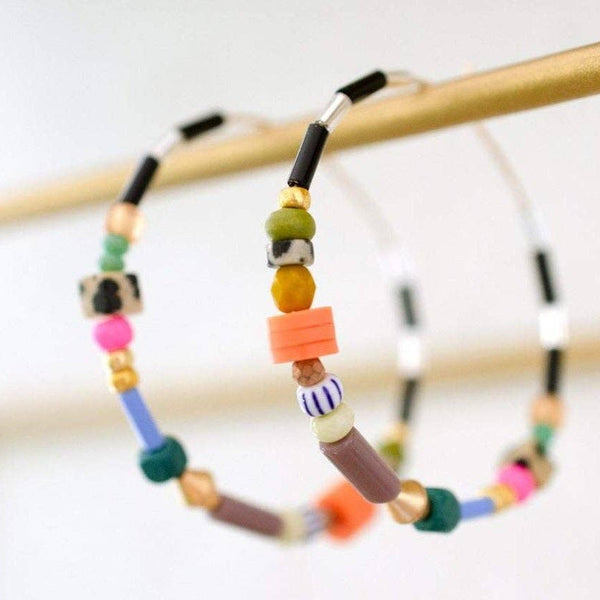 Large Colorful Beaded Hoops - Freshie & Zero Studio Shop