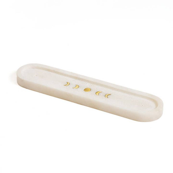 Moon Phase Indukala Carved Marble Incense Holder - Freshie & Zero Studio Shop