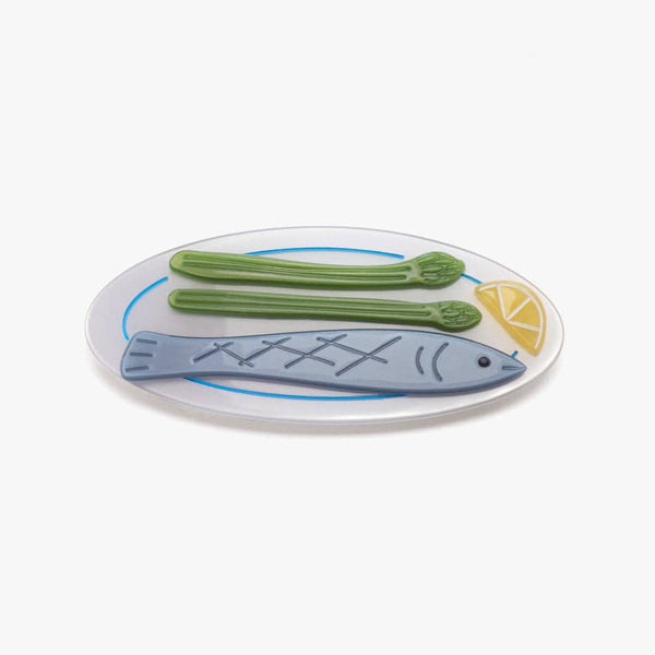 Poisson Sardine Fish Plate Acetate French Barrette - Freshie & Zero Studio Shop