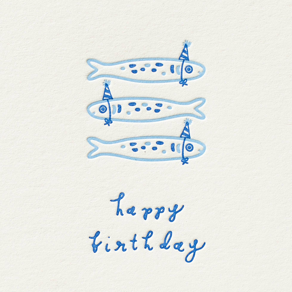 Sardine Letterpress Birthday Card - Freshie & Zero Studio Shop