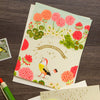 Geranium and Bird Birthday Greeting Card - Freshie & Zero Studio Shop