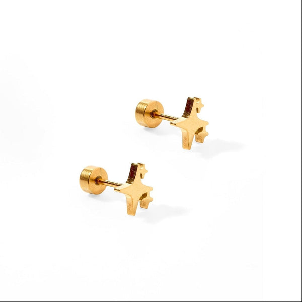 Estelle Gold Sparkle Emoji Flatback Waterproof Stud Earrings - Freshie & Zero Studio Shop