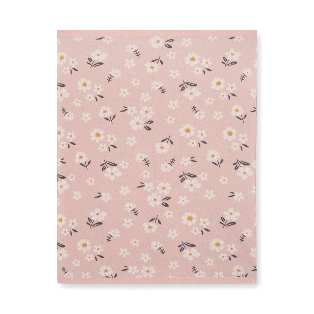 Organic Cotton Baby Blanket - Pink Daisy Floral - Freshie & Zero Studio Shop