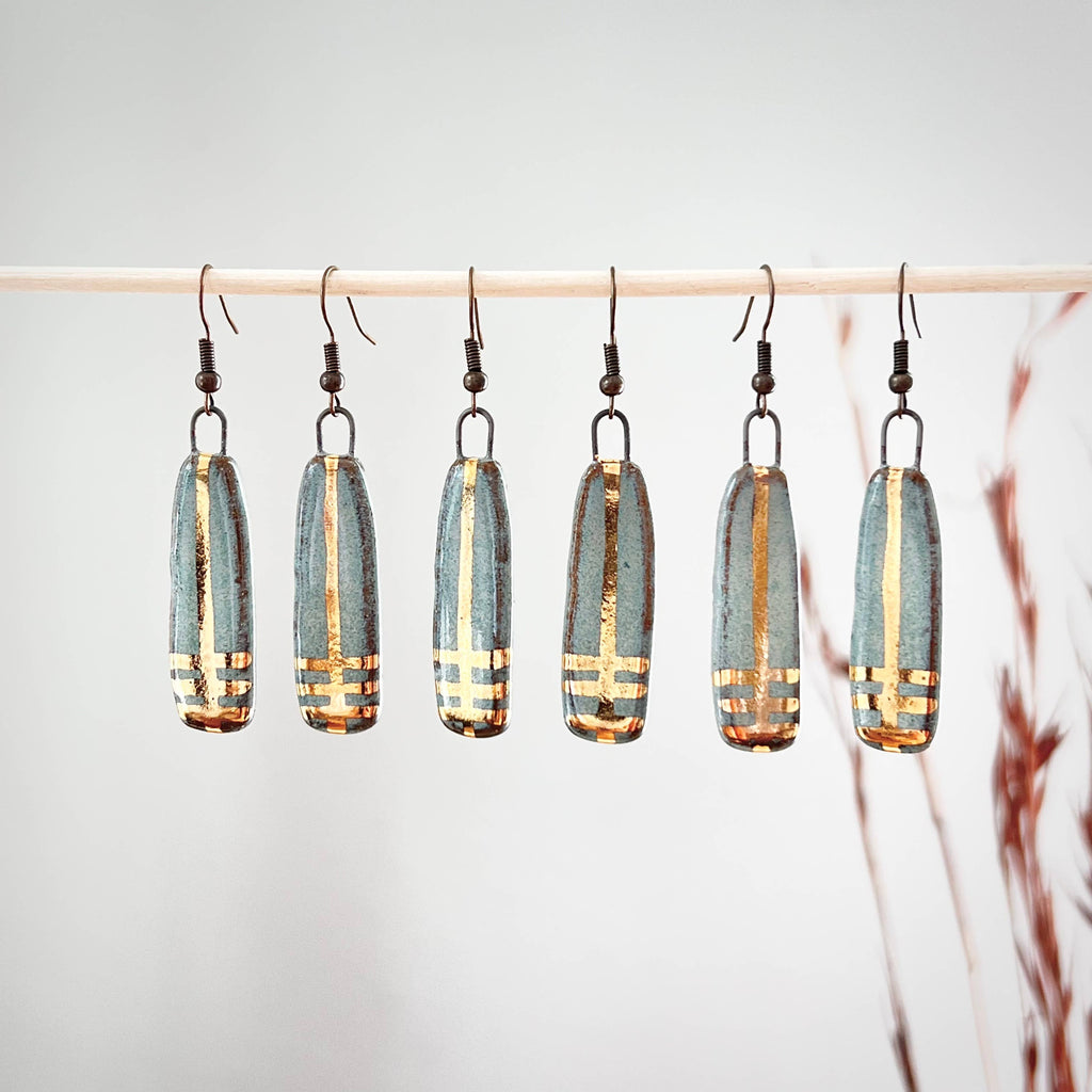 Turquoise Long Line Designed Earrings - Freshie & Zero Studio Shop