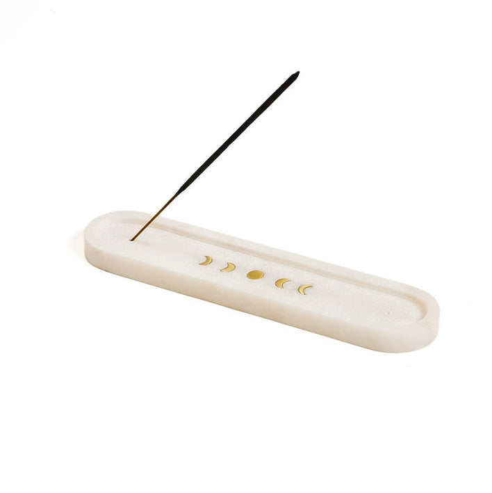 Moon Phase Indukala Carved Marble Incense Holder - Freshie & Zero Studio Shop