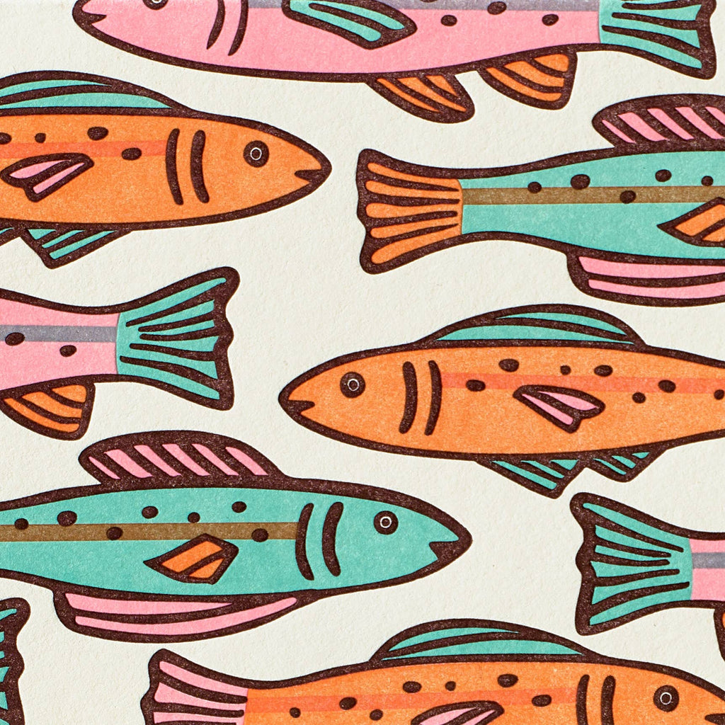 Colorful Fish: Letterpress Card Box Set of 6 by Shorthand Press - Freshie & Zero Studio Shop