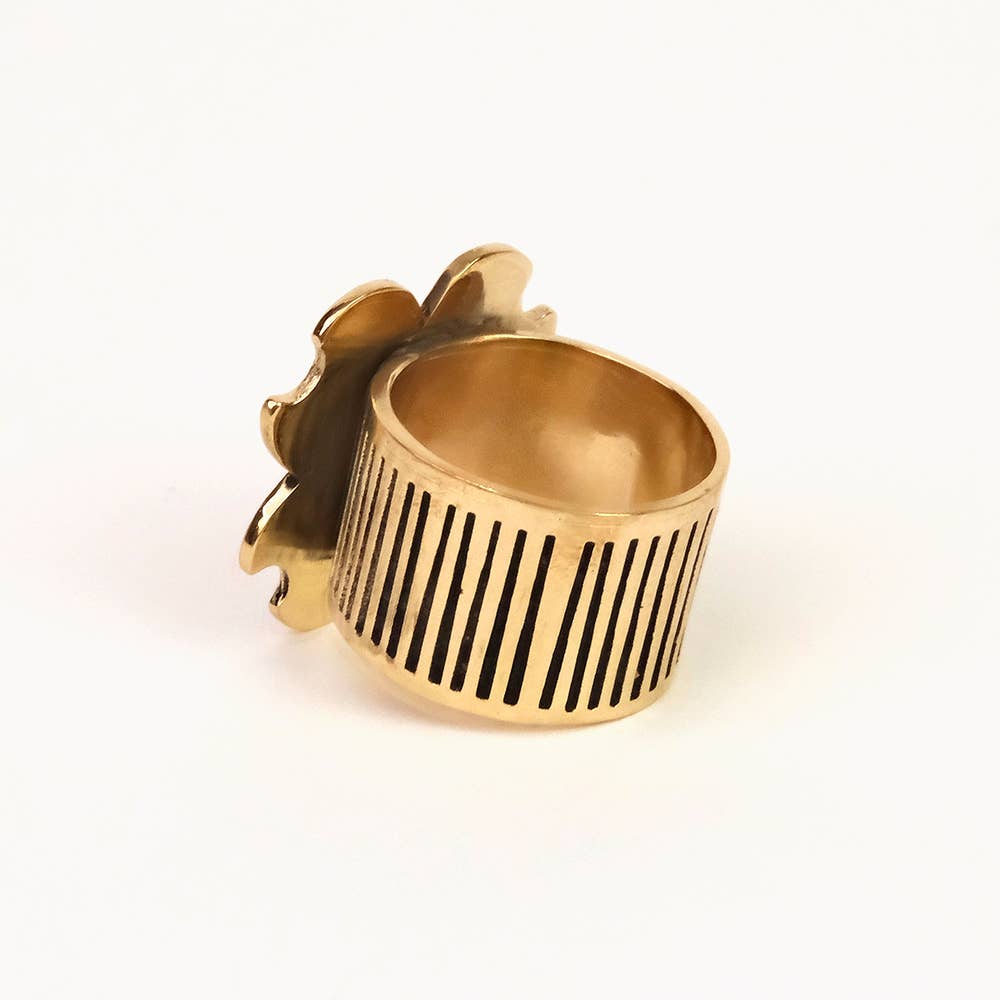 Amy Flower Brass Bandana Slide Ring by Handker - Freshie & Zero Studio Shop