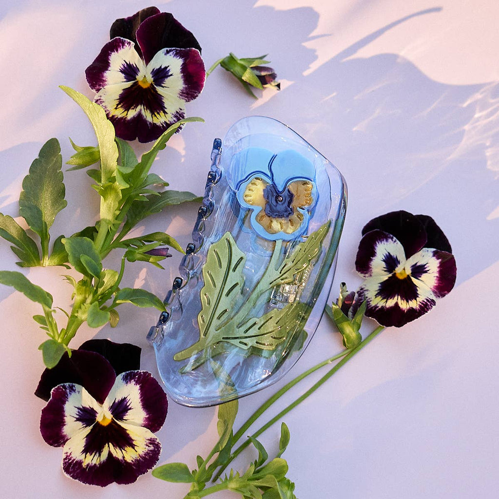 Viola Hair Claw - Violet Pansy Wildflower Purple Hair Clip - Freshie & Zero Studio Shop