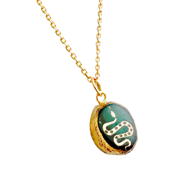 Emerald Snake Gemstone Symbol Necklace by Jill Makes - Freshie & Zero Studio Shop