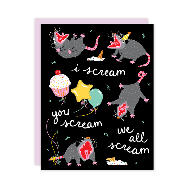 Possums We All Scream Greeting Card - Freshie & Zero Studio Shop