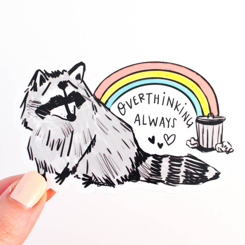 Overthinking Raccoon Vinyl Sticker - Freshie & Zero Studio Shop