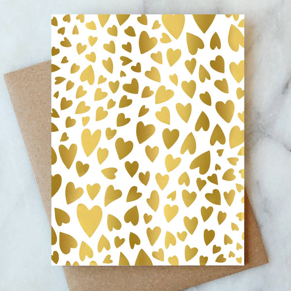 Gold Hearts Greeting Card - Freshie & Zero Studio Shop