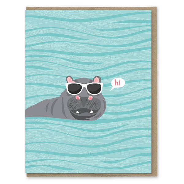 Hi Hippo Blank Greeting Card - Freshie & Zero Studio Shop