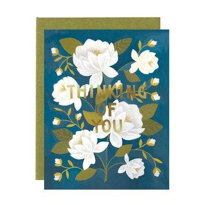 Thinking Of You Blue Floral Greeting Card - Freshie & Zero Studio Shop