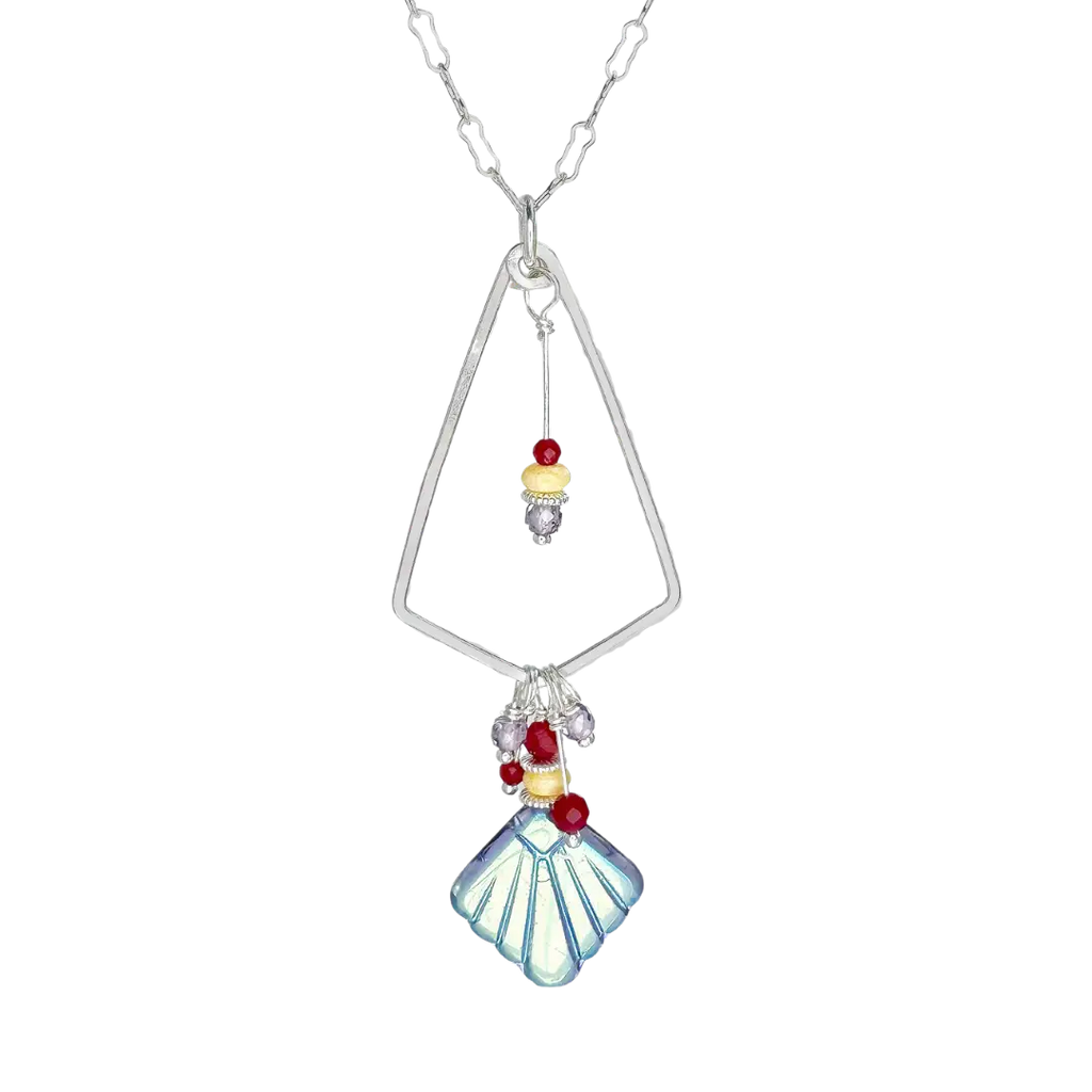 Silver Mosaic Lantern Necklace - purple, red, yellow - Freshie & Zero Studio Shop