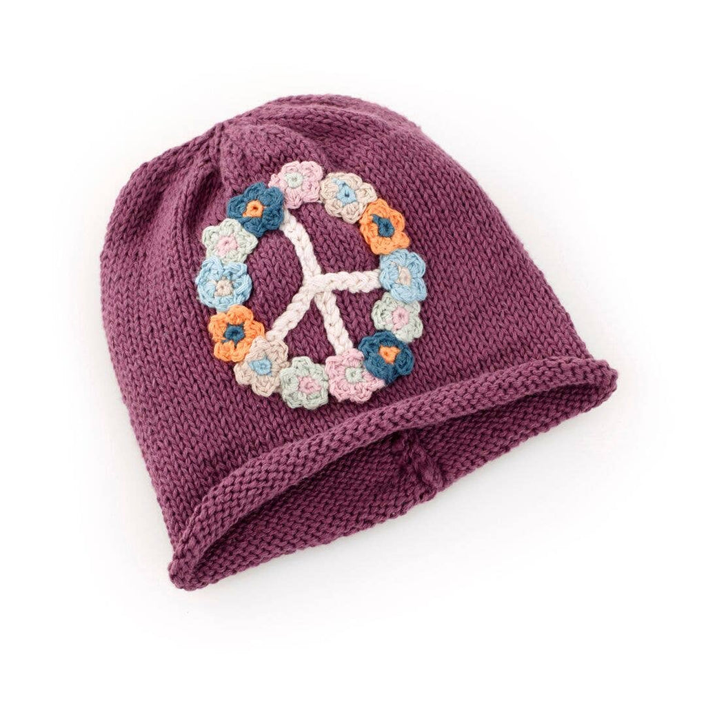 Handmade Knit Purple Peace Baby Beanie: 6-12 Months - Freshie & Zero Studio Shop