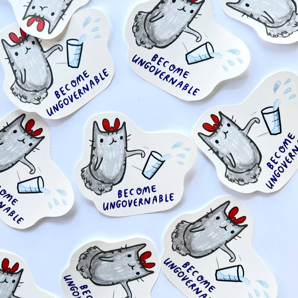 Become Ungovernable Cat Sticker - Freshie & Zero Studio Shop