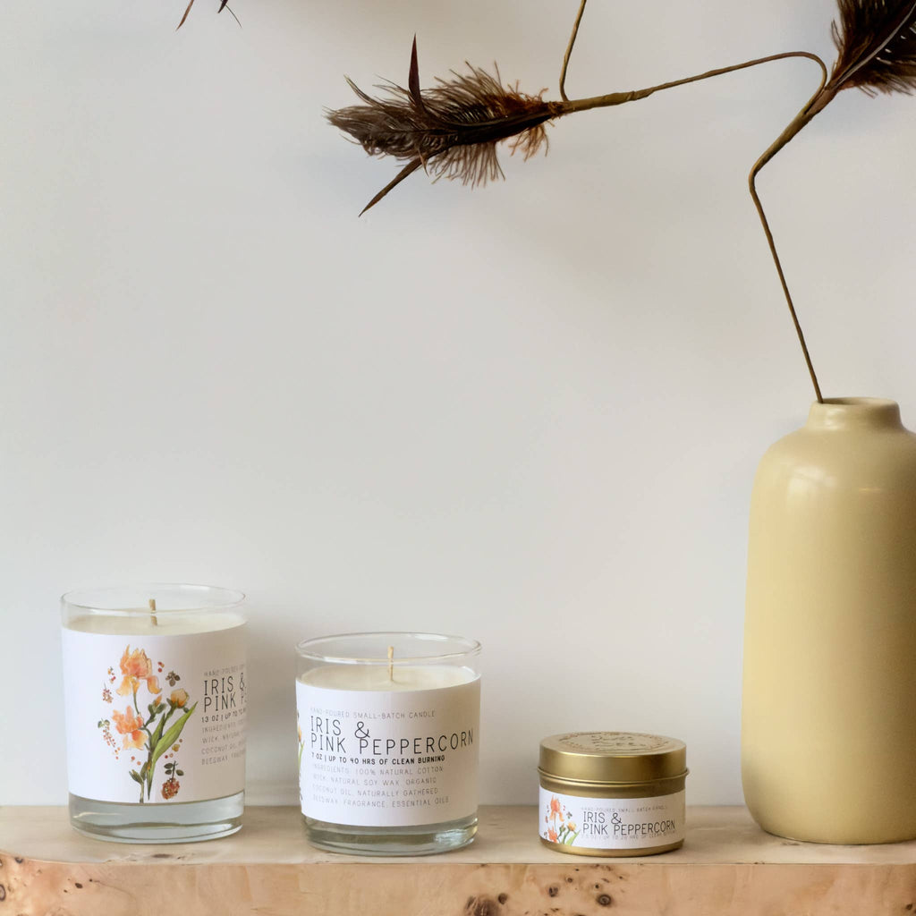 Iris & Pink Peppercorn 7oz - Just Bee Candle - Freshie & Zero Studio Shop