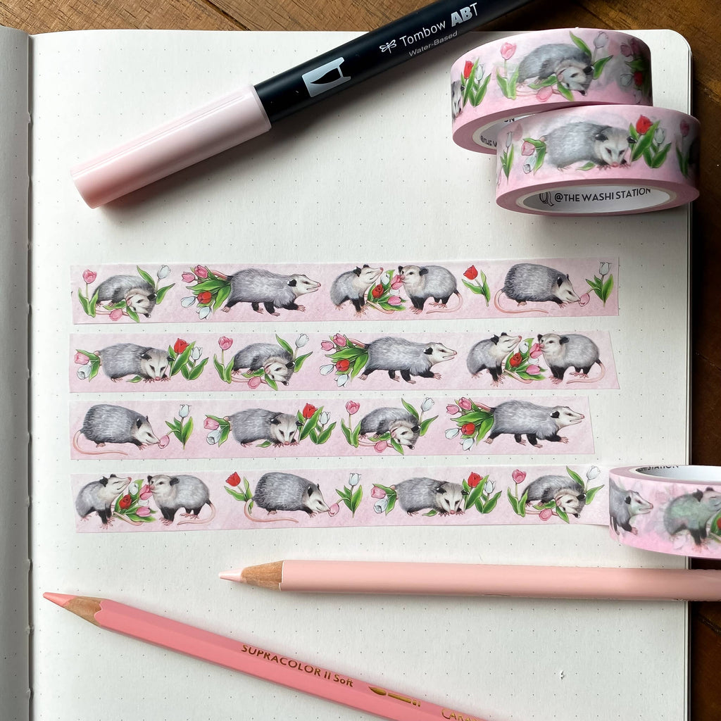 Opossums and Tulips Washi Tape - Freshie & Zero Studio Shop