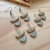 Two Piece Turquoise Striped Ceramic Clay Earrings - Freshie & Zero Studio Shop