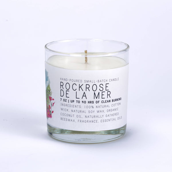 Rockrose de la Mer Medium Glass Candle by Just Bee - Freshie & Zero Studio Shop