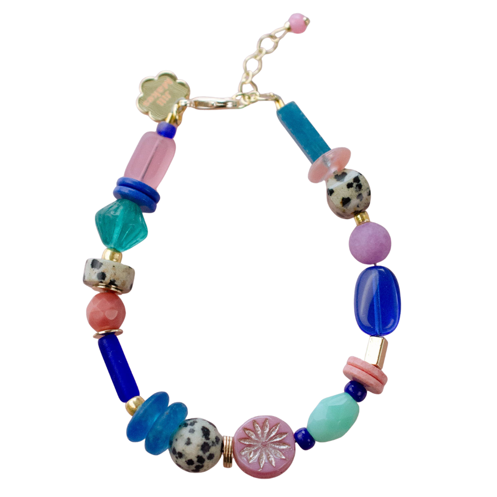 Colorful Handmade Beaded Bracelets in Cobalt & Pink by Jill Makes - Freshie & Zero Studio Shop