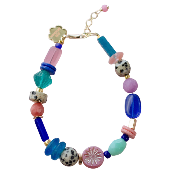 Colorful Handmade Beaded Bracelets in Cobalt & Pink by Jill Makes - Freshie & Zero Studio Shop