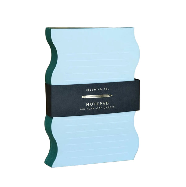 Wavy Shaped Notepad | Mint + Evergreen Edge - Freshie & Zero Studio Shop