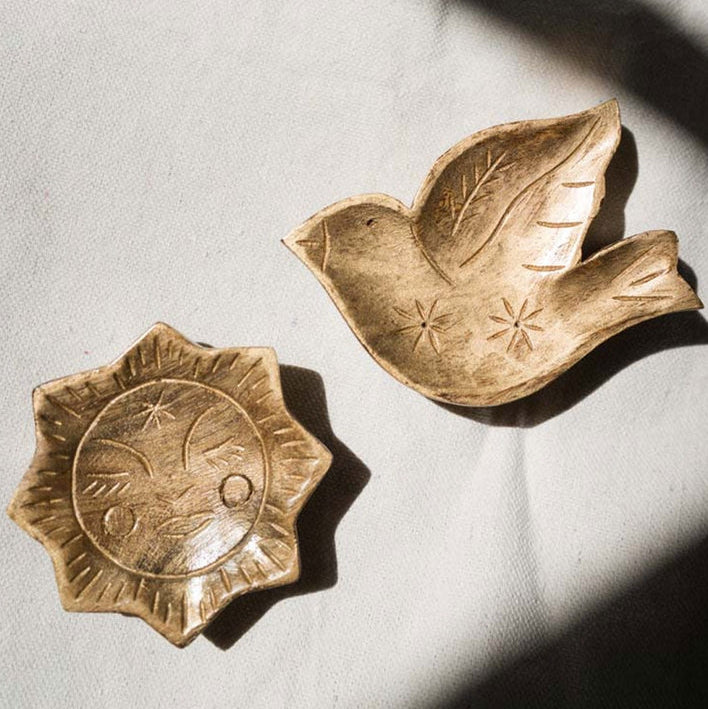 Chamak Bird Metallic Painted Wood Trinket Tray - Freshie & Zero Studio Shop