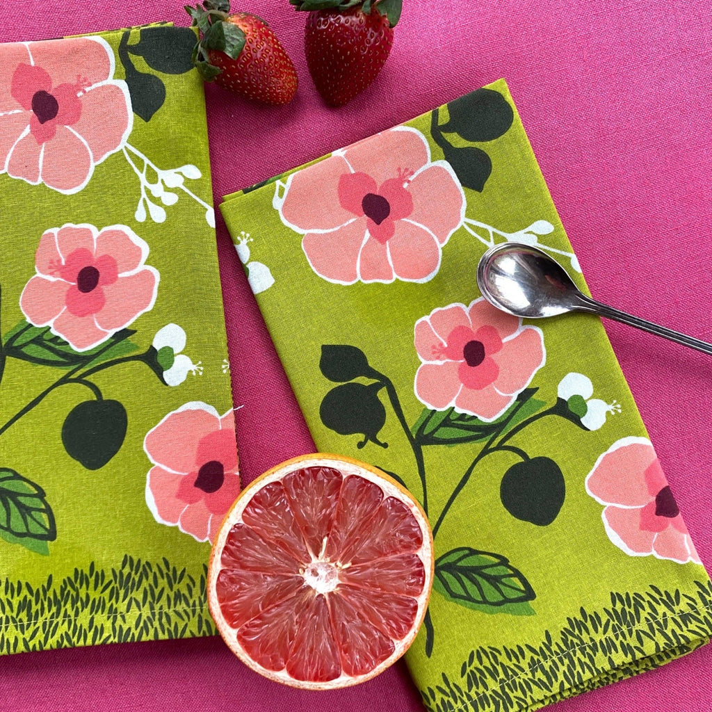 Matcha Floral Cotton Napkin Set of 4 - Freshie & Zero Studio Shop