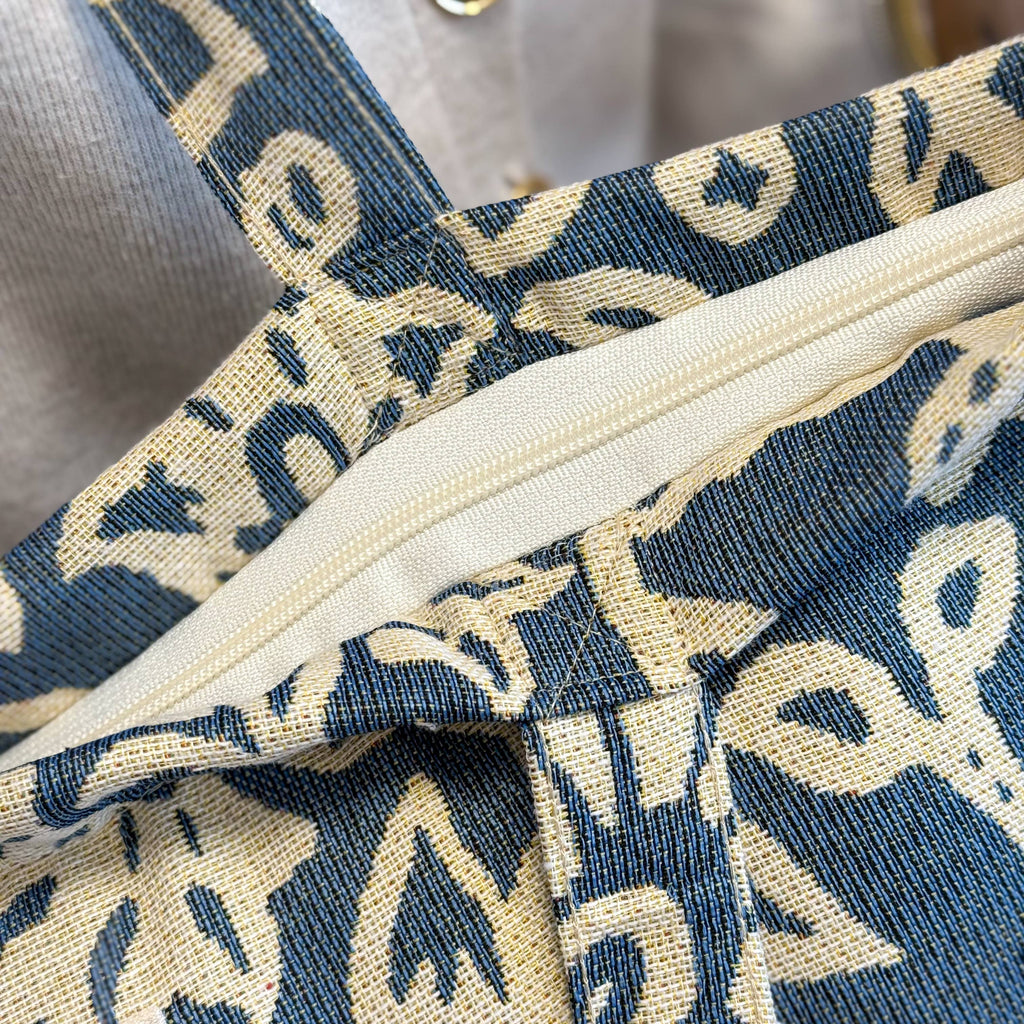 Large Zippered Bag: blue floral - Freshie & Zero Studio Shop