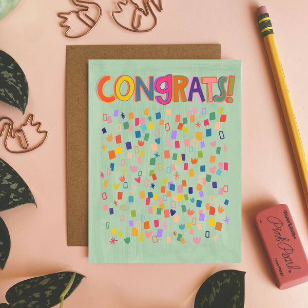Congrats! - Colorful Confetti Greeting Card - Freshie & Zero Studio Shop