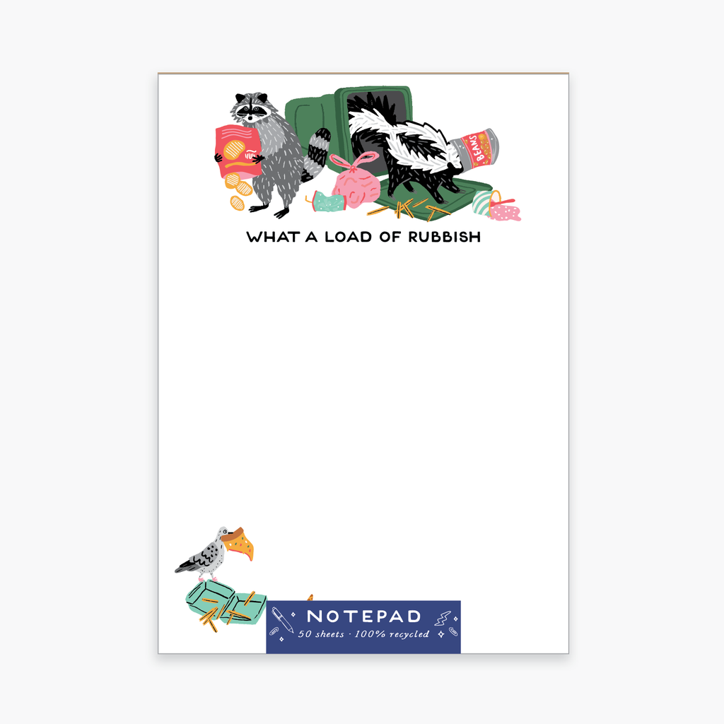 Raccoon What a load of Rubbish Notepad - Freshie & Zero Studio Shop