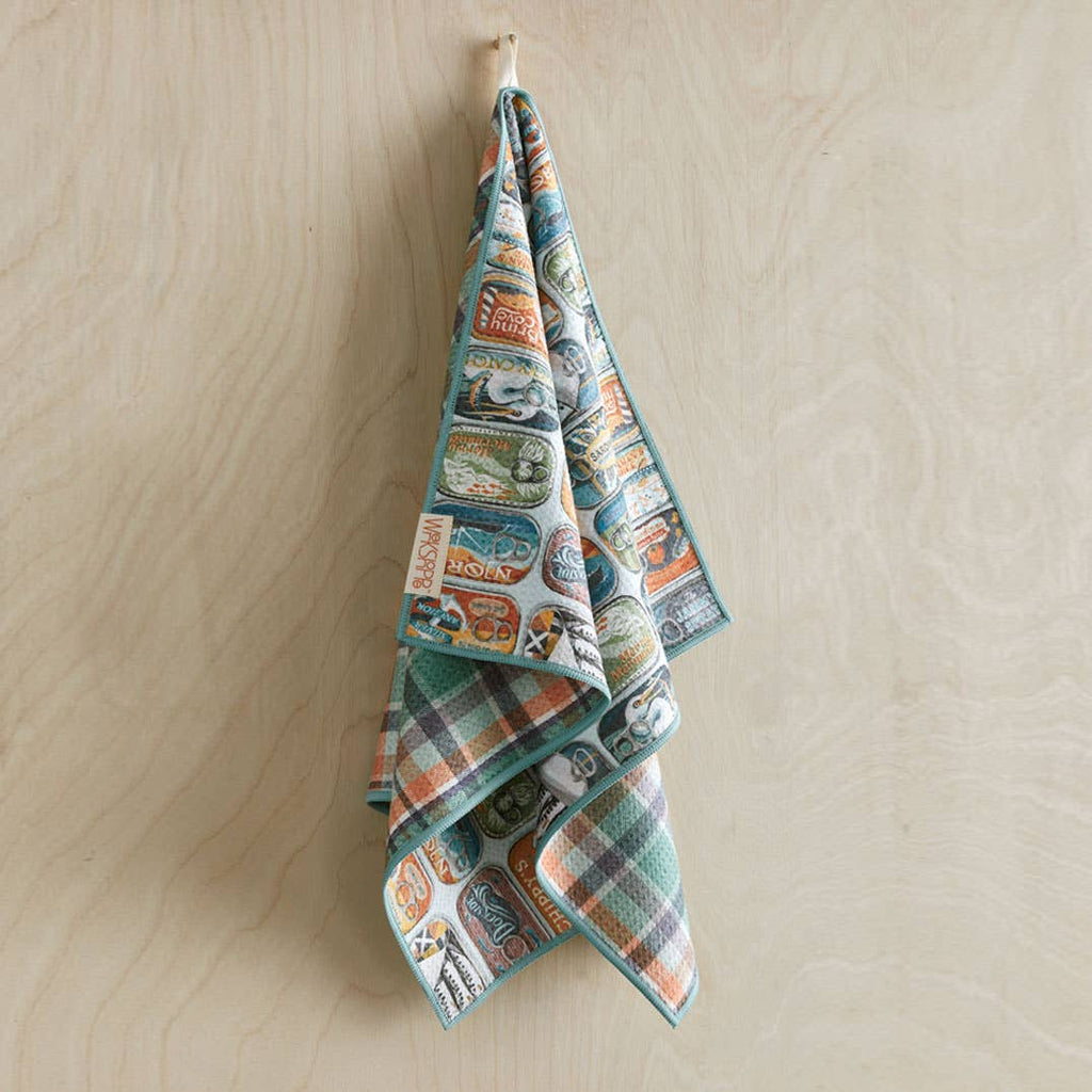 Sardines + Plaid Microfiber Kitchen Dish Towel - Freshie & Zero Studio Shop