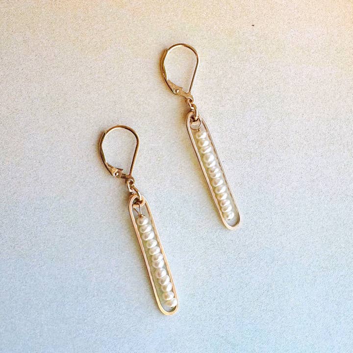 lyric earrings with white pearls - Freshie & Zero Studio Shop