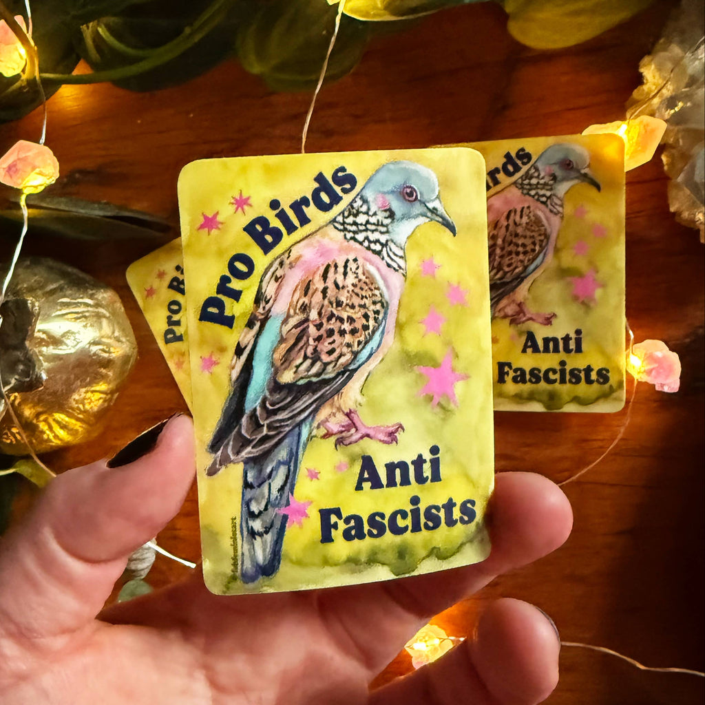Pro Birds Anti Fascists Emotional Bird Vinyl Sticker - Freshie & Zero Studio Shop