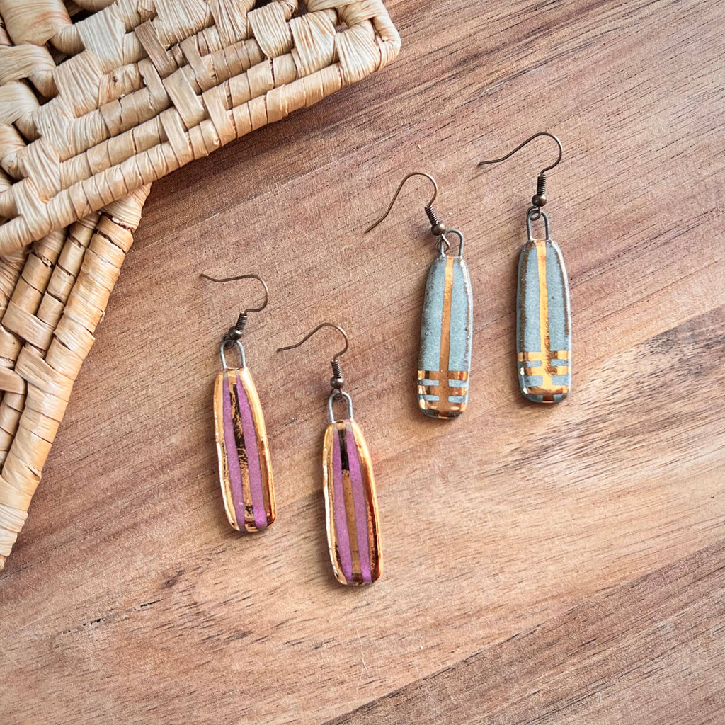 Turquoise Long Line Designed Earrings - Freshie & Zero Studio Shop