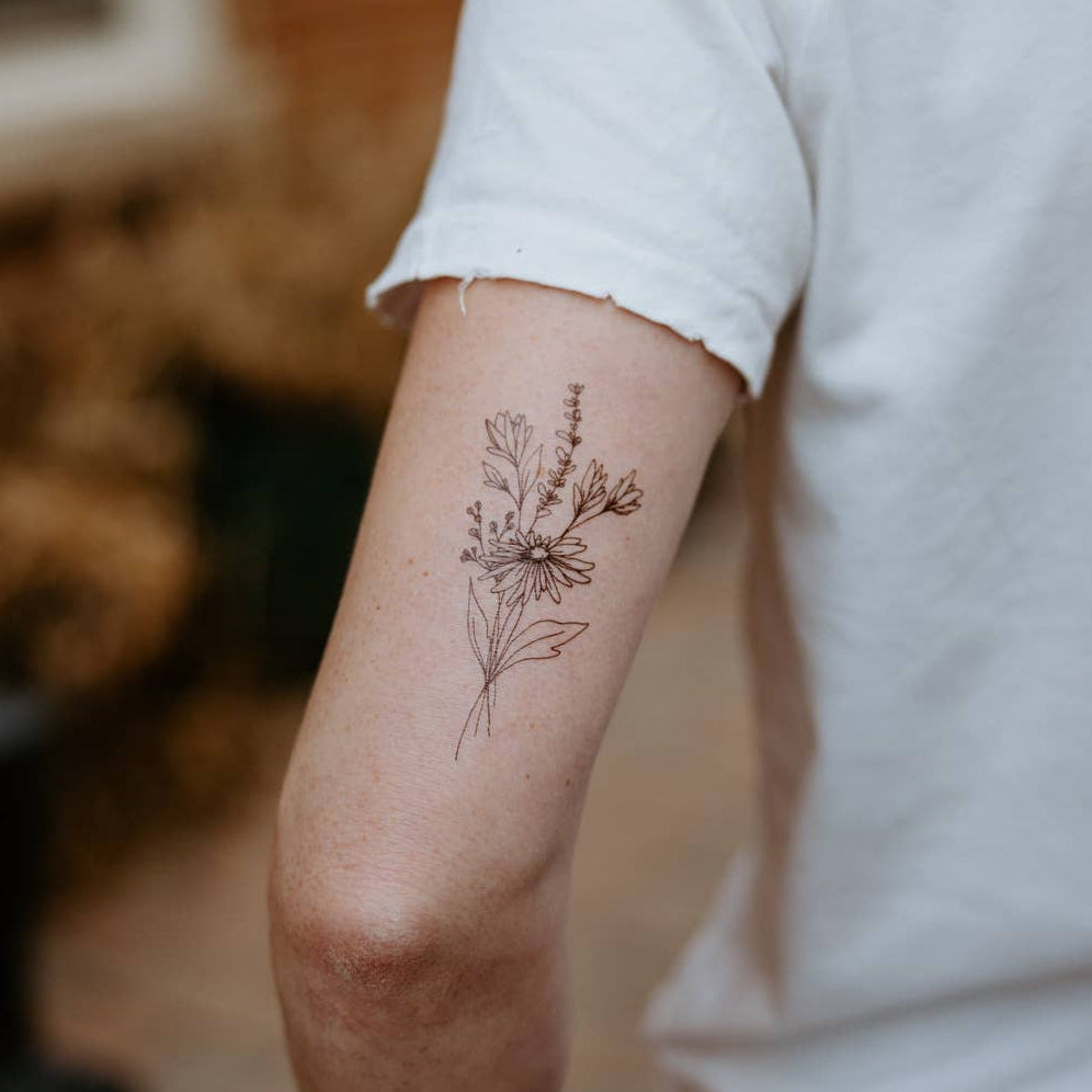 Meadow Flora Temporary Tattoos: Yellow - Freshie & Zero Studio Shop