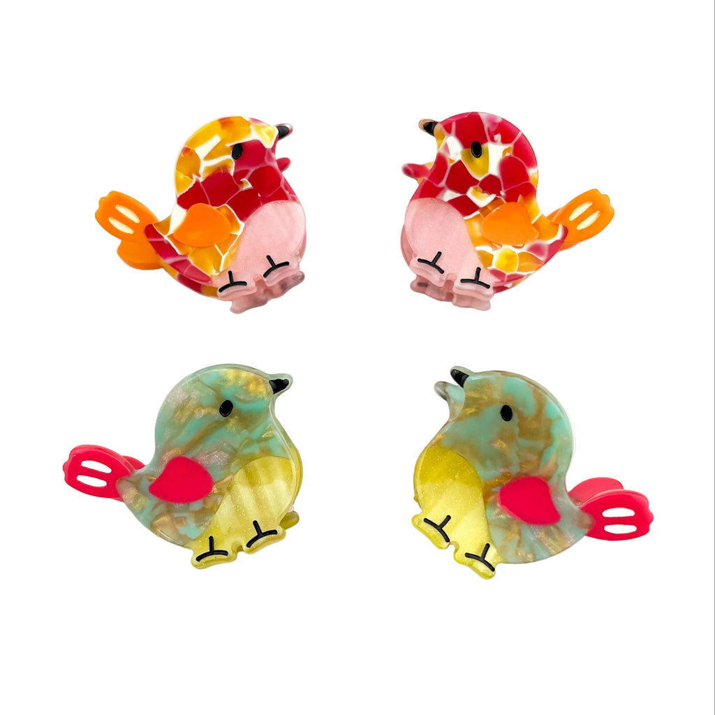 🐦 Mini Bird Cute & Whimsical Animal Acetate Hair Claw Clip: Pink - Freshie & Zero Studio Shop