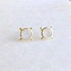 Compass Stud Earrings: Gold Vermeil Rainbow Moonstone - Freshie & Zero Studio Shop
