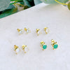 Compass Stud Earrings: Gold Vermeil Blue topaz - Freshie & Zero Studio Shop